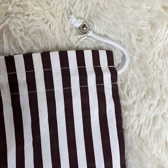 Henri Bendel Striped Embroidered Lingerie Dust/Travel Drawstring Bag Black White - Picture 3 of 5
